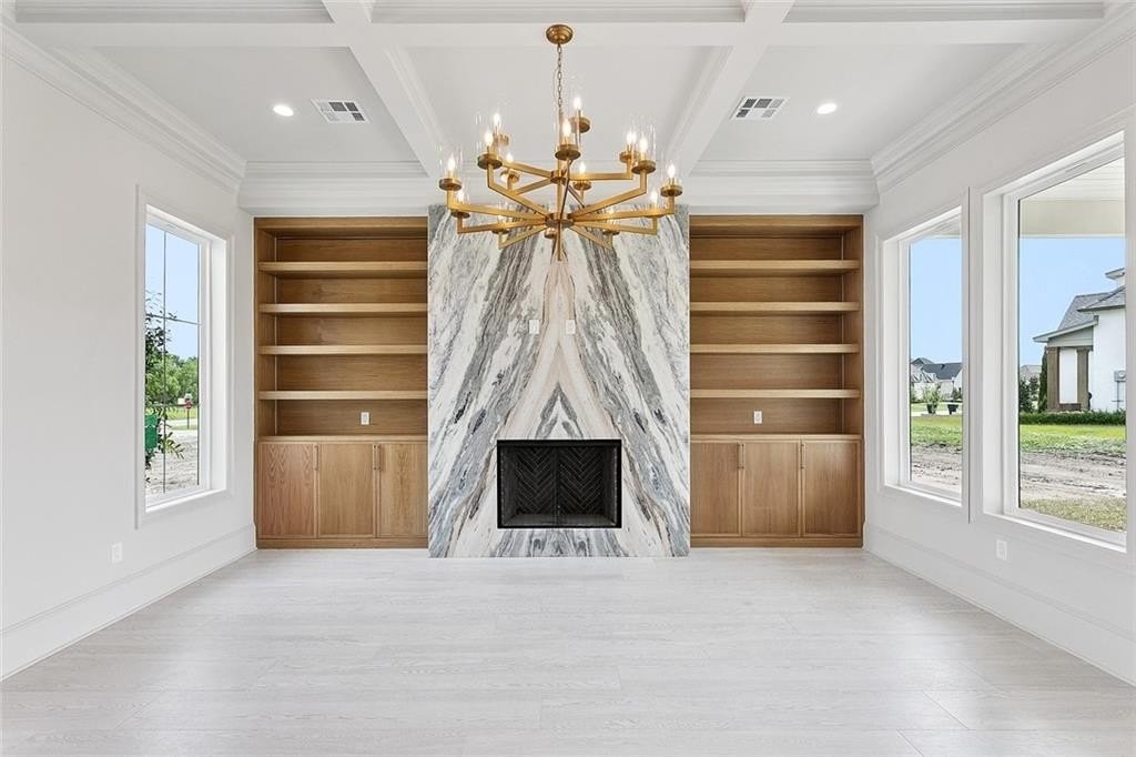 Fireplace and built-ins at 138 Wood Duck Drive